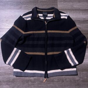 Andrea Jovine women's  Zip Up Sweater - Black and Brown 100% wool